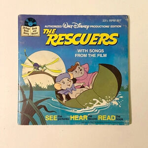 Vintage 1977 Disney The Rescuers With Songs From  Film 7 Inch Record and Book